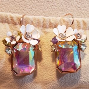 Betsey Johnson Flowers and Gemstone Earrings